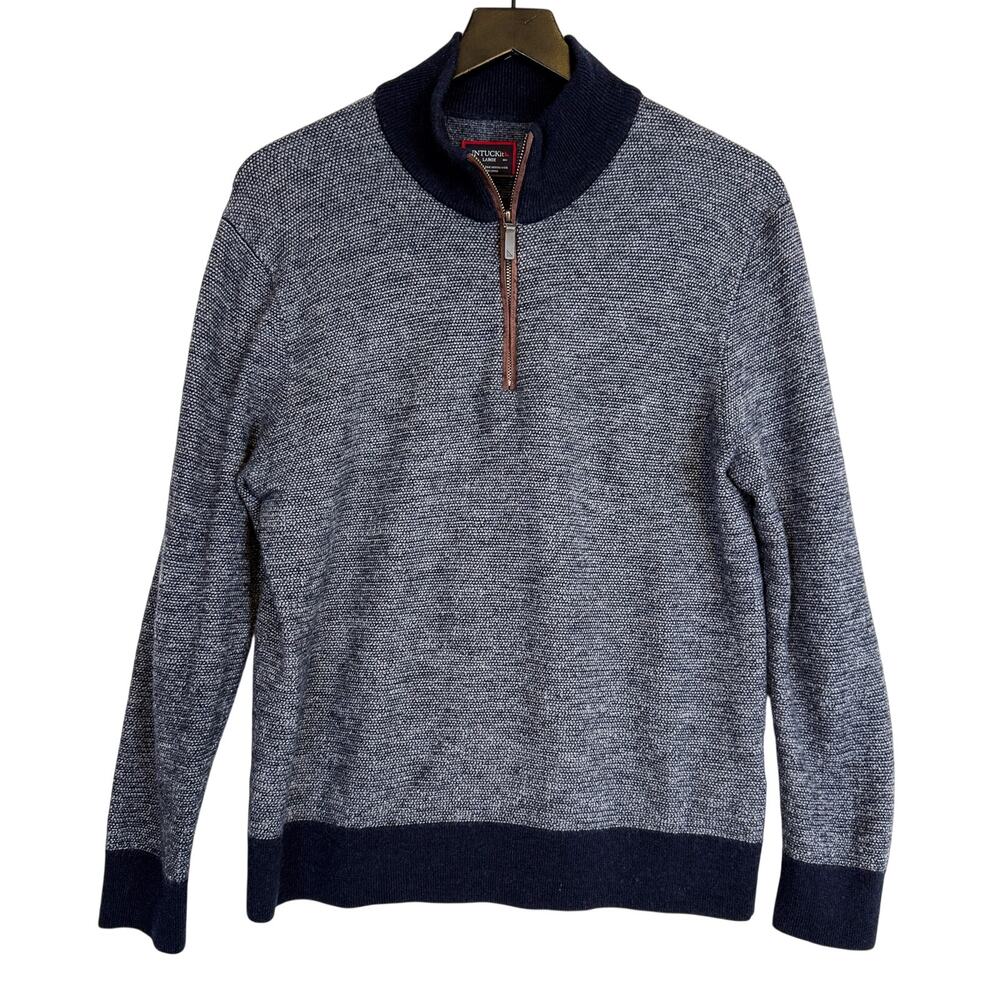 UNTUCKit Birdseye Merino Wool Quarter-Zip Sweater Navy Blue - M